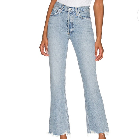 Agolde Denim - Agolde Curio Light Wash Mid Rise Relaxed Boot Cut Off Distressed Jeans 30 NWT